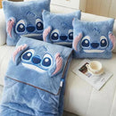Stitch 2-in-1 Pillow & Blanket Set – Compact Travel Pillowcase with Flannel Throw Blanket