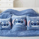 Stitch 2-in-1 Pillow & Blanket Set – Compact Travel Pillowcase with Flannel Throw Blanket