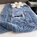 Stitch 2-in-1 Pillow & Blanket Set – Compact Travel Pillowcase with Flannel Throw Blanket