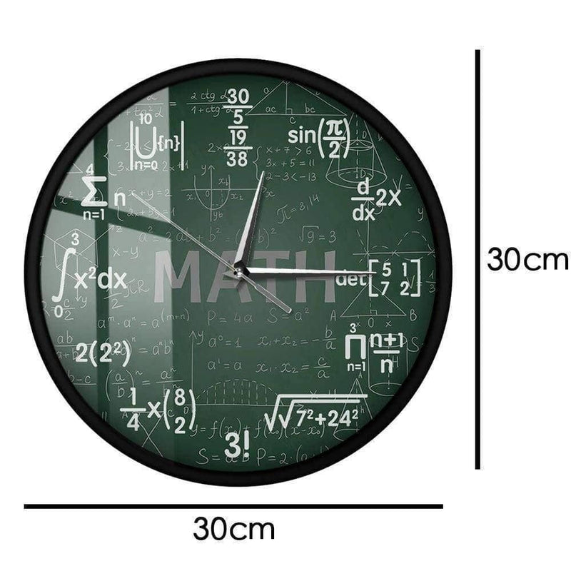 Green Math Chalkboard Wall Clock with Metal Frame – Ideal for Classrooms & Math Fans