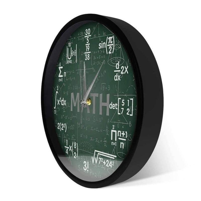 Green Math Chalkboard Wall Clock with Metal Frame – Ideal for Classrooms & Math Fans