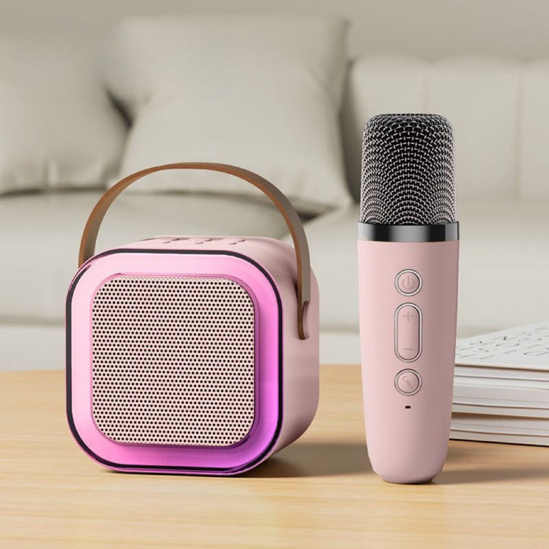 Portable Karaoke Machine – Bluetooth Speaker with 2 Wireless Mics & LED Lights