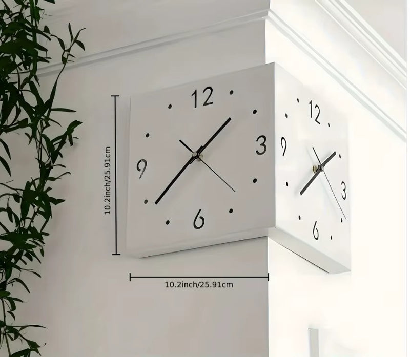 Double-Sided Corner Wall Clock with Light – Modern Creative Two-Face Design for Living Room Decor