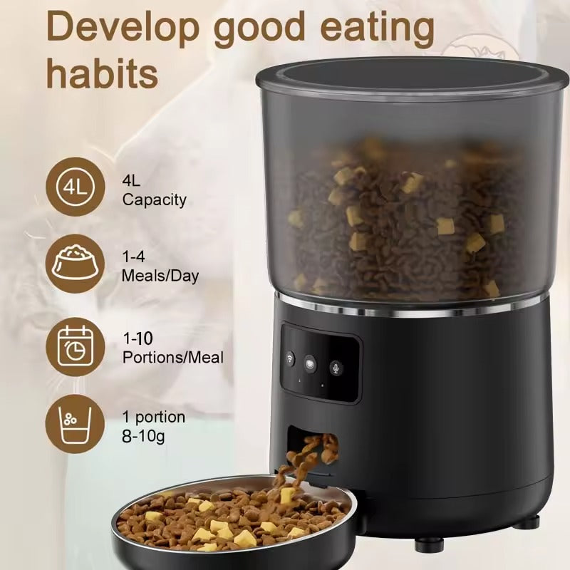 Smart WiFi Pet Feeder for Cats & Dogs – 4L Automatic Dispenser