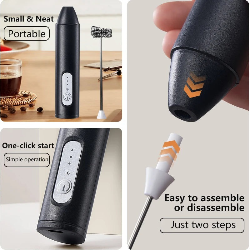 Rechargeable Electric Milk Frother – Mini Foam Maker for Home
