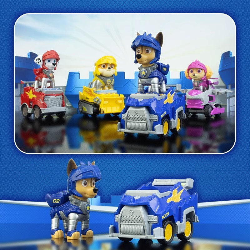Authentic Paw Patrol Rescue Knight Toys – Pull Back Cars Building Block Set