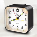 Silent Sweep Square Analog Alarm Clock – Battery Powered Non-Ticking with Snooze & Light