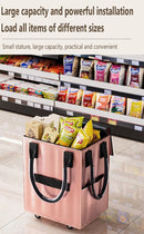 Foldable Roller Trolley Shopping Bag – Long-Handle Travel & Outdoor Storage Bag