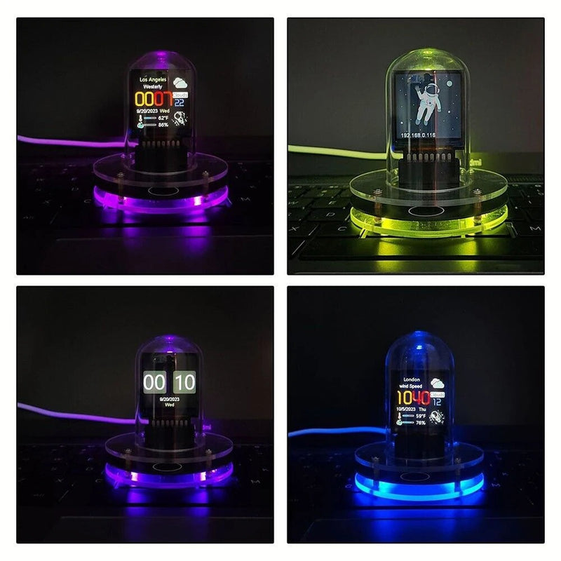 Smart Nixie Tube Clock – WiFi LED Display Vintage Cyberpunk Desk Clock Auto Time Update