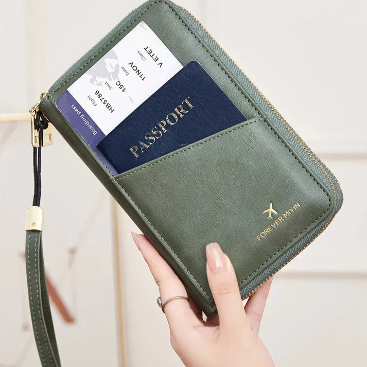 RFID-Blocking Passport Holder – Slim Travel Wallet with  Strap for Security On-the-Go