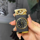 2-in-1 Pocket Lighter with Clock – Refillable Windproof Torch Sturdy Metal Build