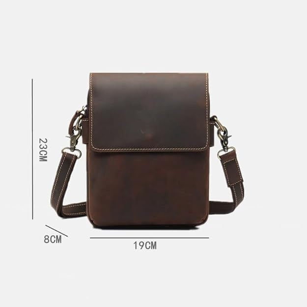 Men’s Crazy Horse Leather Crossbody Bag – Retro Cowhide Messenger Bag