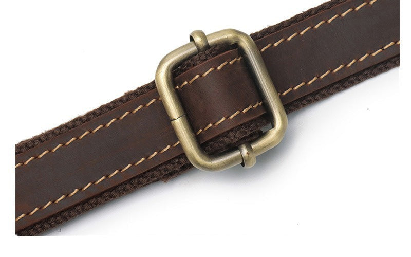 Men’s Crazy Horse Leather Crossbody Bag – Retro Cowhide Messenger Bag