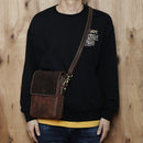 Men’s Crazy Horse Leather Crossbody Bag – Retro Cowhide Messenger Bag