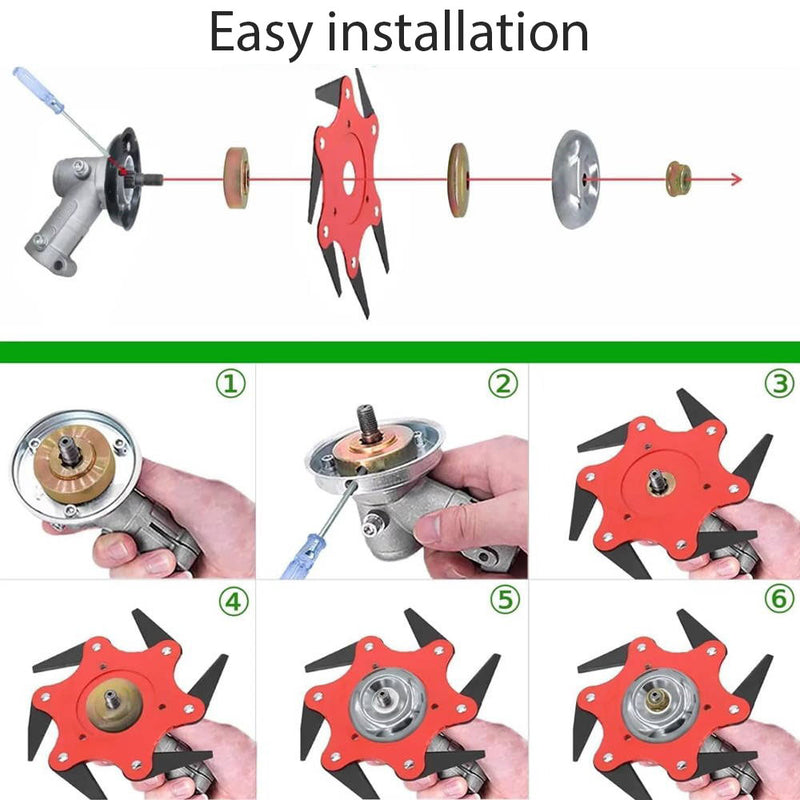 Universal Grass Trimmer Head with 6 Steel Razors - The Perfect Gardening Tool
