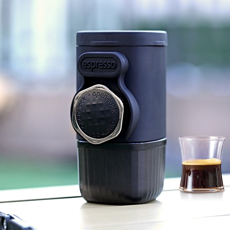 Portable Hand-Press Espresso Maker – Compact Coffee Machine for Capsules & Ground Powder