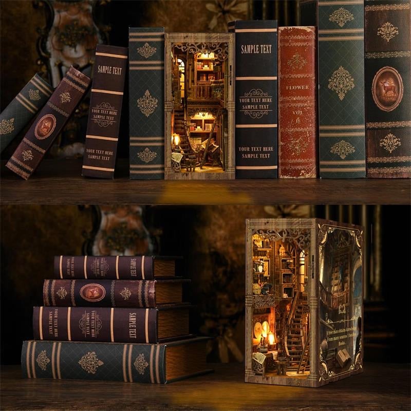 Library-Themed 3D Book Nook Kit – DIY Decorative Bookends with LED Lights
