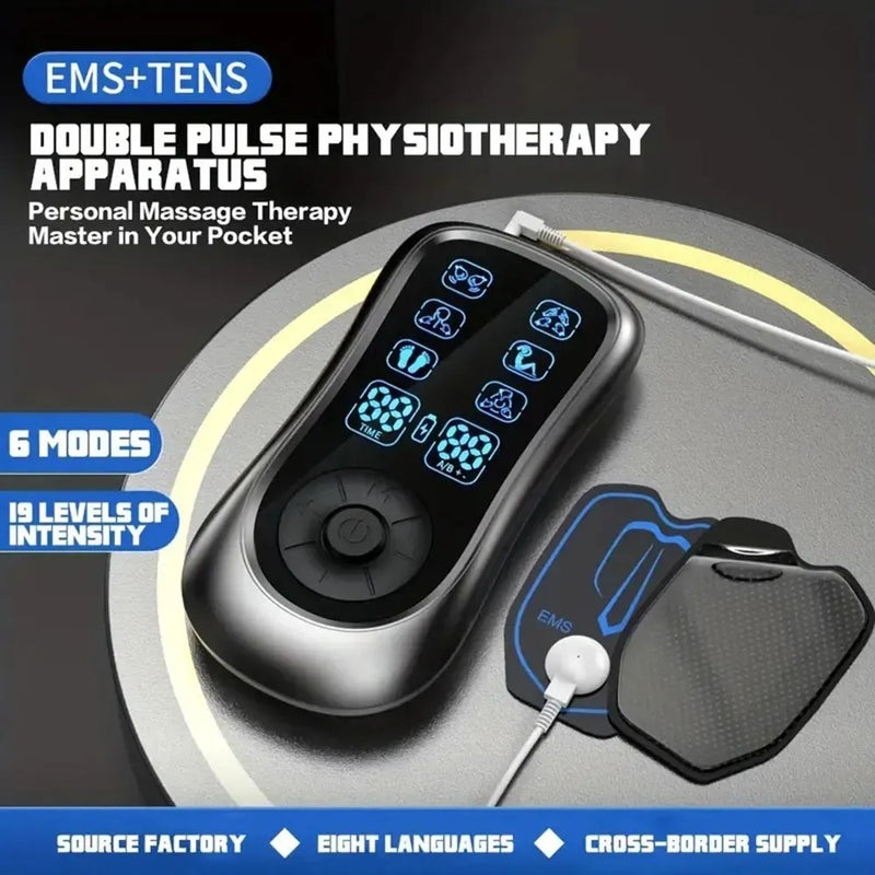 TENS Machine for Pain Relief 8 Patches – EMS Massager with 6 Modes & 19 Intensity Levels