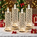 Flameless LED Candle Lights –  Four-Pack Crystal Rose Projection Table Lamp