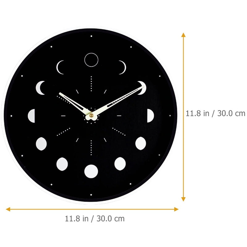 Glow-in-the-Dark Moon Phase Silent Wall Clock – Easy Install Living Room Wall Decor