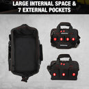Heavy Duty Wide Mouth Tool Bag – Waterproof Multi-Compartment with Adjustable Shoulder Strap