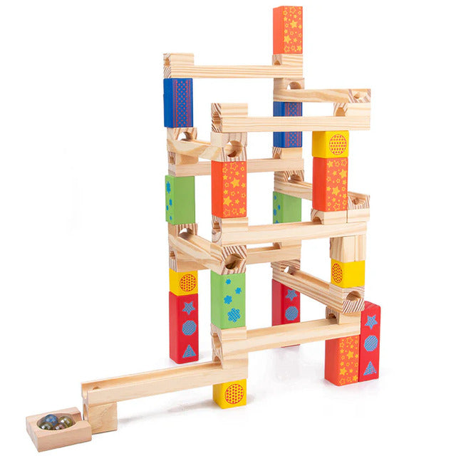 Wooden Marble Run Game –  Educational Marble Construction Toy for Kids