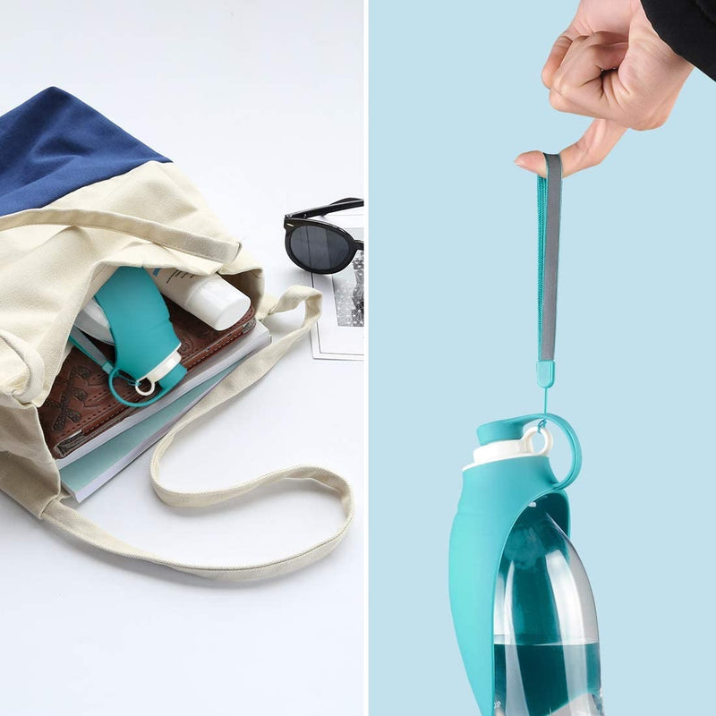 Dog Water Bottle with Collapsible Bowl - Large Capacity 800ml