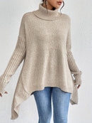 Oversized Turtleneck Sweater – Cozy High Collar Knit Top for Women