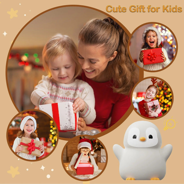 Penguin Night Light – Rechargeable Silicone Lamp with Timer & Dimming