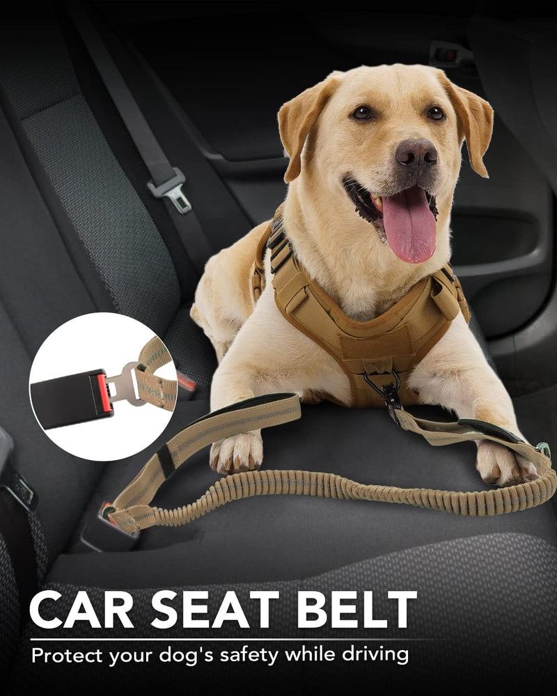 Heavy-Duty Tactical Dog Lead– 1.2–1.8m Shock-Absorbing Bungee with Dual Handles & Metal Clip