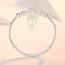 Boho Silver Dreamcatcher Bracelet – Push & Pull Adjustable Design with Bell Charm