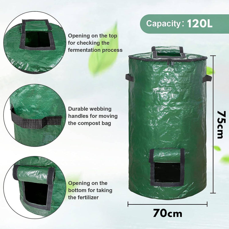 Garden Compost Bin –  Reusable Compost Bag with Lid