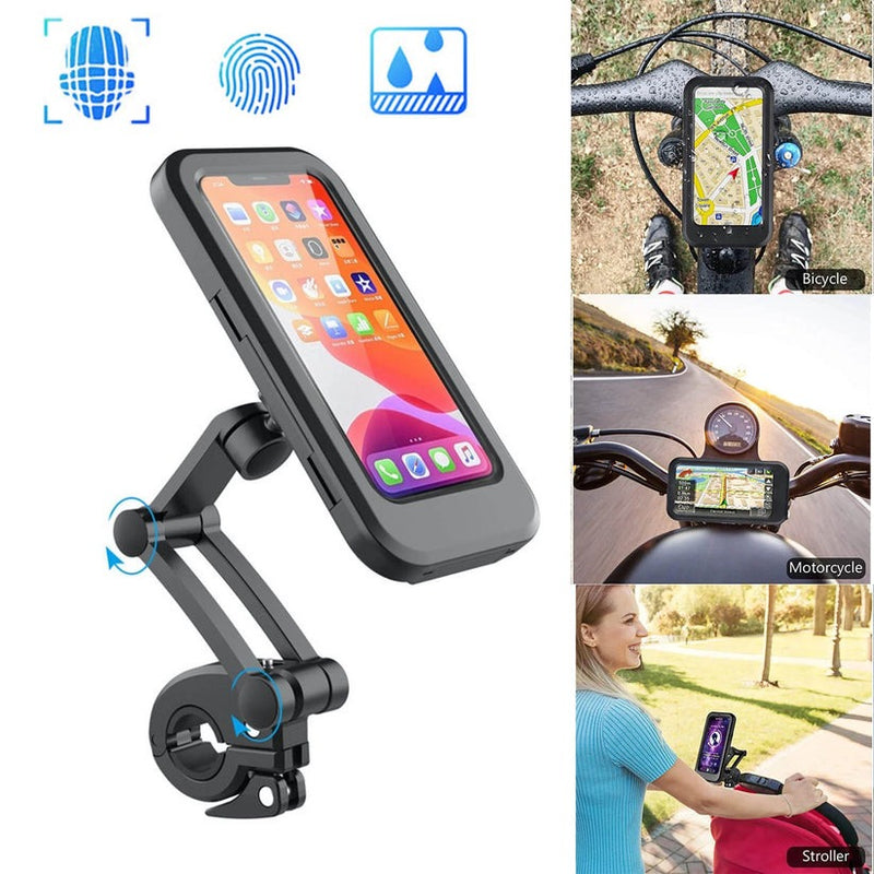 Waterproof Bike Phone Holder Case – 360° Rotating Handlebar Holder for 5"-7" Smartphones