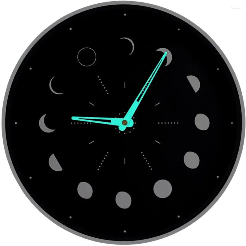 Glow-in-the-Dark Moon Phase Silent Wall Clock – Easy Install Living Room Wall Decor