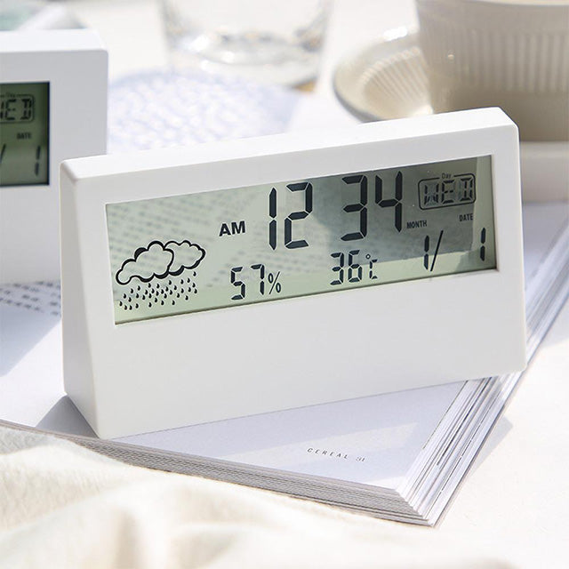 LED Transparent Alarm Clock – Luminous Display with Weather Temp & Humidity Functions