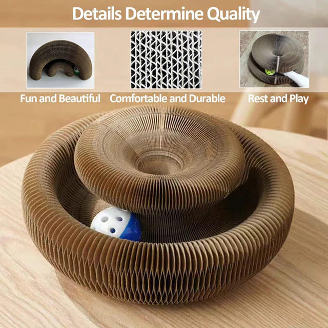 Magic Organ Cat Scratcher – Foldable Accordion Toy with Ball for Interactive Play