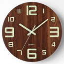 12-Inch Wooden Wall Clock – Glow-in-the-Dark Silent Quartz Movement MDF Background