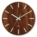 12-Inch Wooden Wall Clock – Glow-in-the-Dark Silent Quartz Movement MDF Background