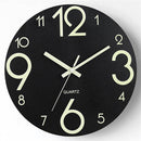 12-Inch Wooden Wall Clock – Glow-in-the-Dark Silent Quartz Movement MDF Background