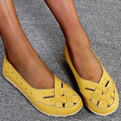Women’s Leather Ballerinas – Lightweight Slip-On Flats Soft & Breathable Summer Walking Shoes