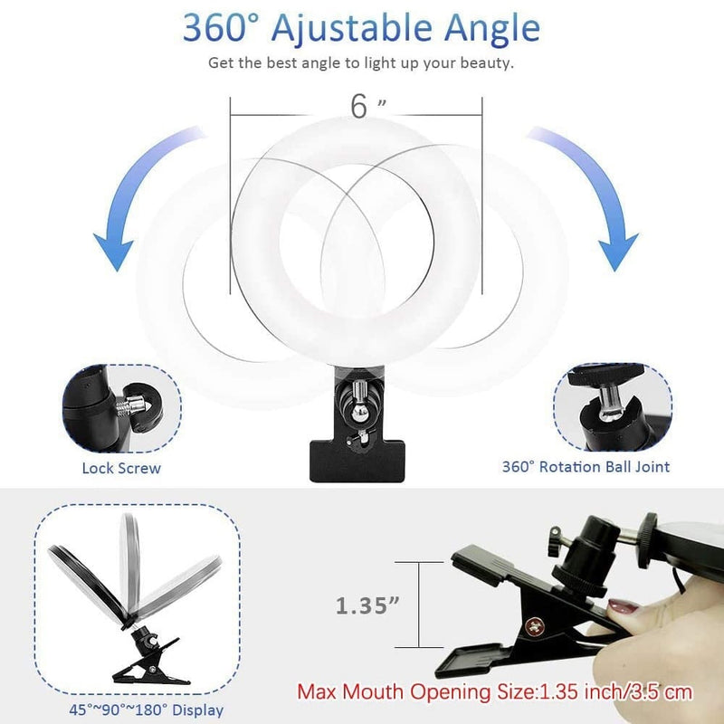 6 Inch LED Ring Light – 3 Modes for Makeup Streaming Photography