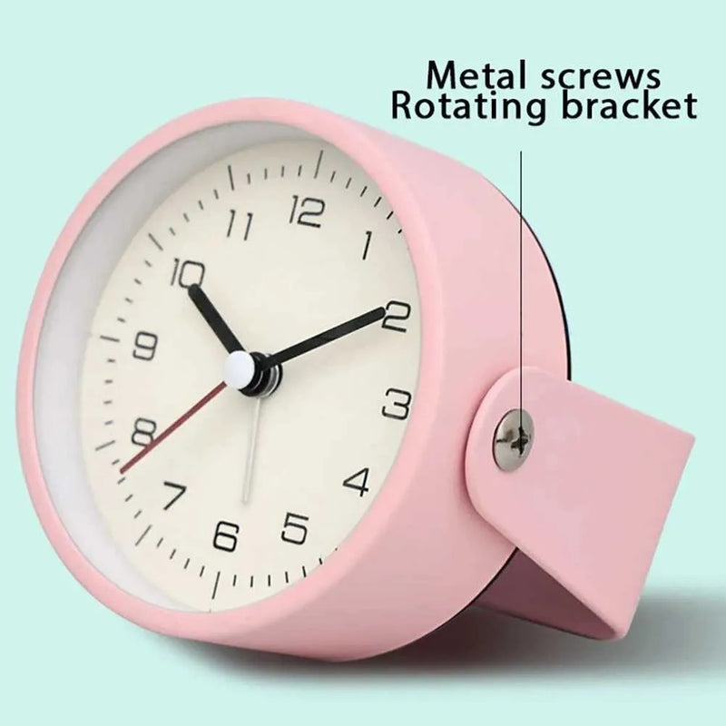 Retro Analog Silent Alarm Clock – 360° Rotating Battery-Operated Sturdy Metal Build