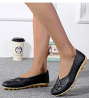 Women’s Leather Ballerinas – Lightweight Slip-On Flats Soft & Breathable Summer Walking Shoes