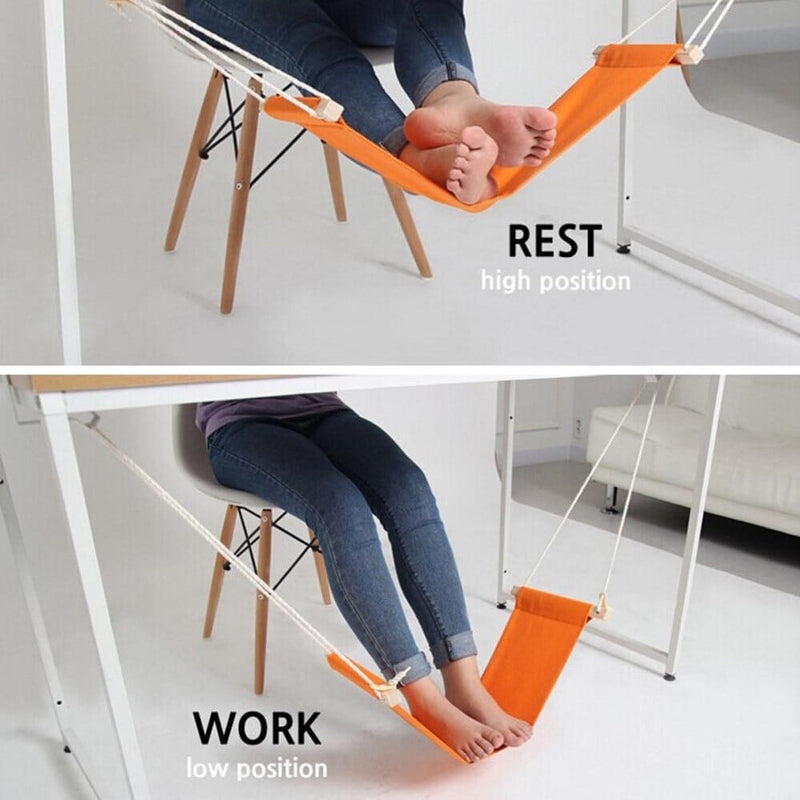 Under Desk Foot Hammock – Adjustable Footrest with Metal Hooks for Office & Home