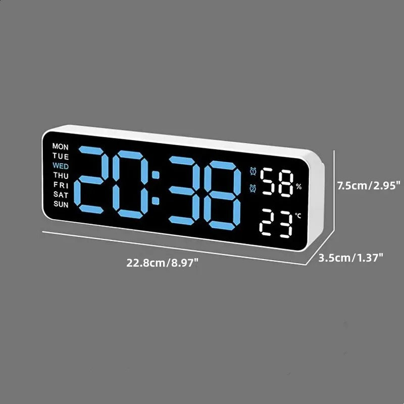 Digital LED Wall Clock 9 inch – Alarm Calendar & Temperature Display for Home or Office