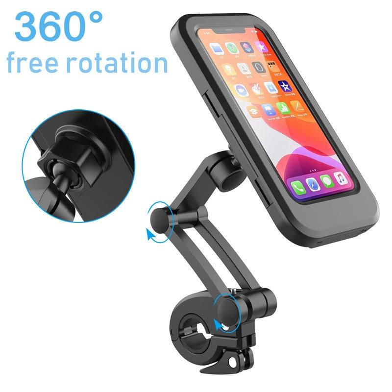 Waterproof Bike Phone Holder Case – 360° Rotating Handlebar Holder for 5"-7" Smartphones