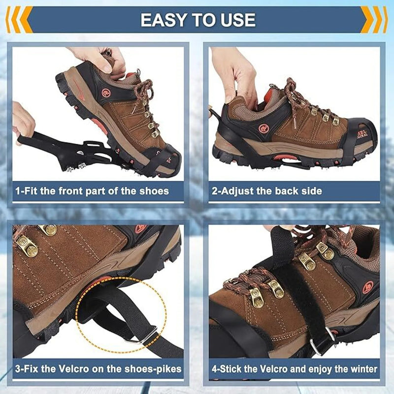 Non Slip Crampons – Stretch Slip On Design with 11 Teeth for Snow & Ice