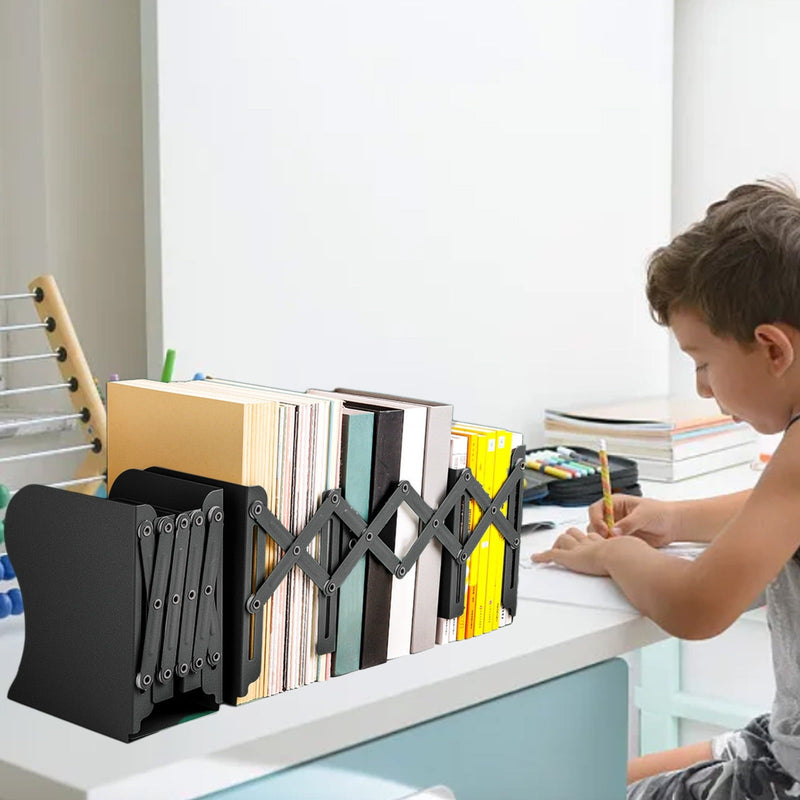 Adjustable Metal Bookshelf – Non-Slip Desk Organizer for Home or Office