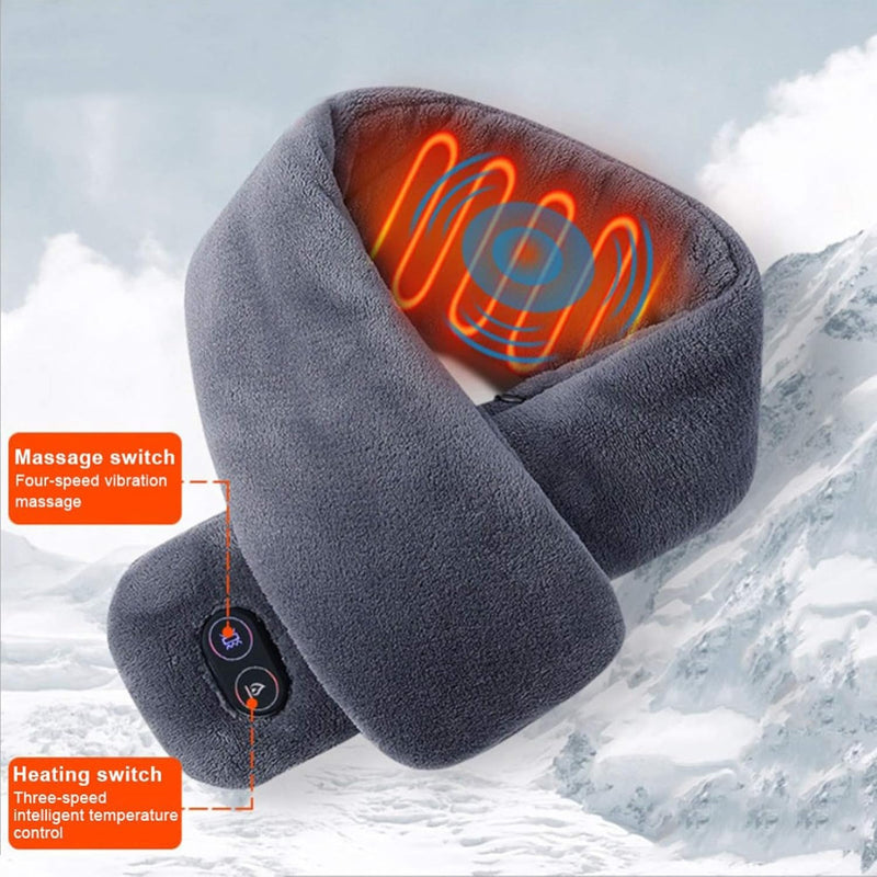 Heated Scarf with Vibration Massage – Waterproof Neck Warmer 3 Heat Levels Double Control Switch