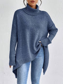 Oversized Turtleneck Sweater – Cozy High Collar Knit Top for Women